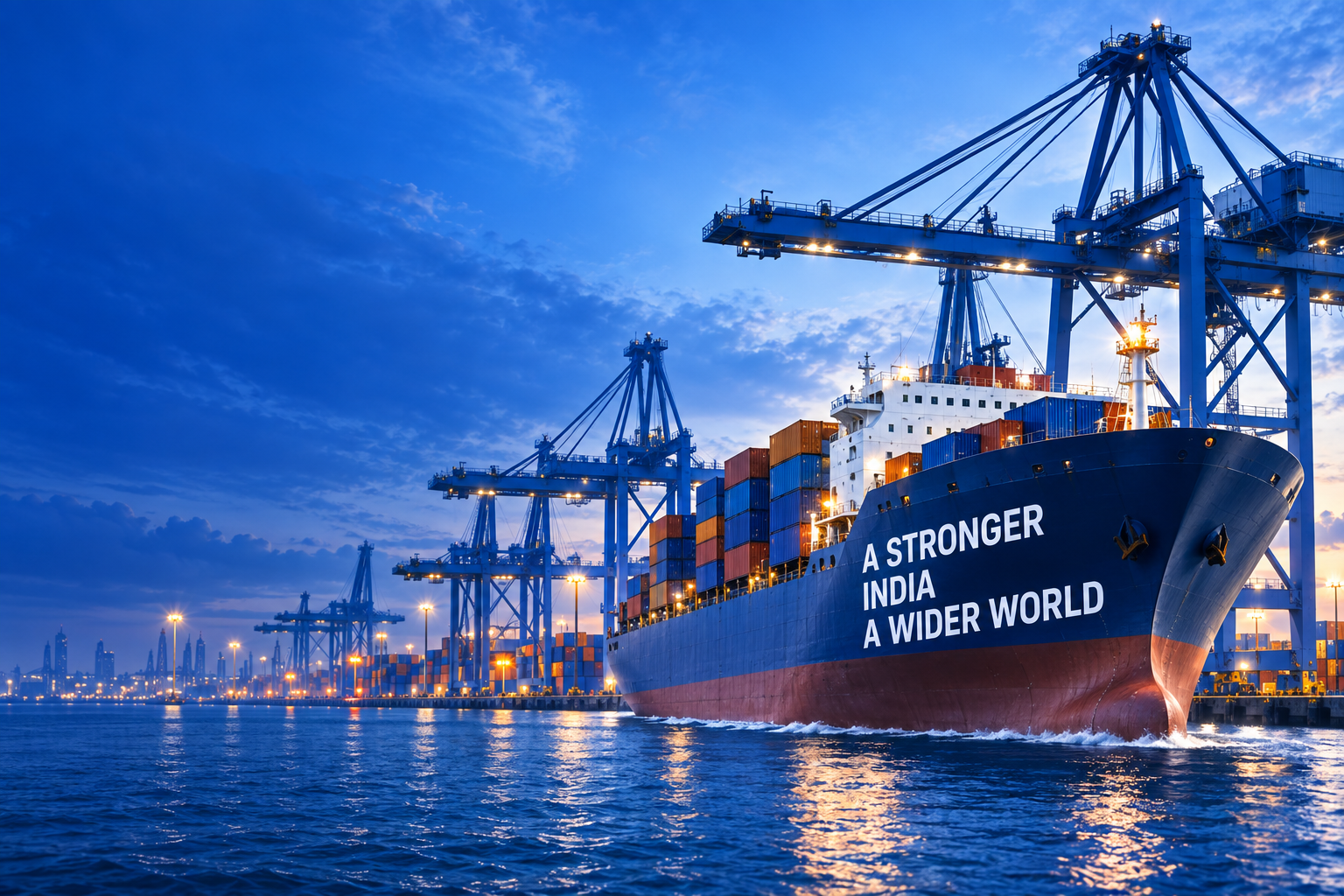 International export shipping port and cargo vessel